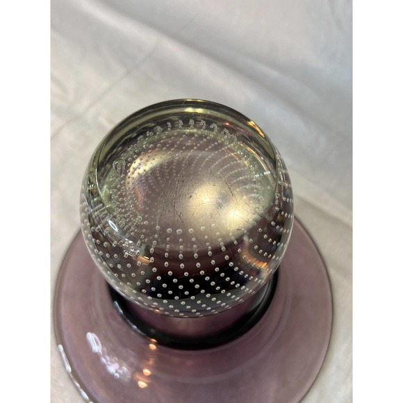 Vintage Rare Carl Erickson Controlled Bubble Glass Amethyst Purple Compote Vase - Picture 5 of 6
